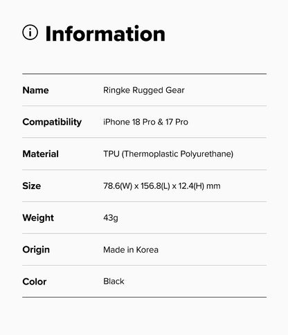 Ringke Rugged Gear Case for Apple iPhone 18 Pro / iPhone 17 Pro