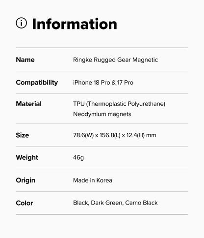 Ringke Rugged Gear Magnetic Case for Apple iPhone 18 Pro / iPhone 17 Pro