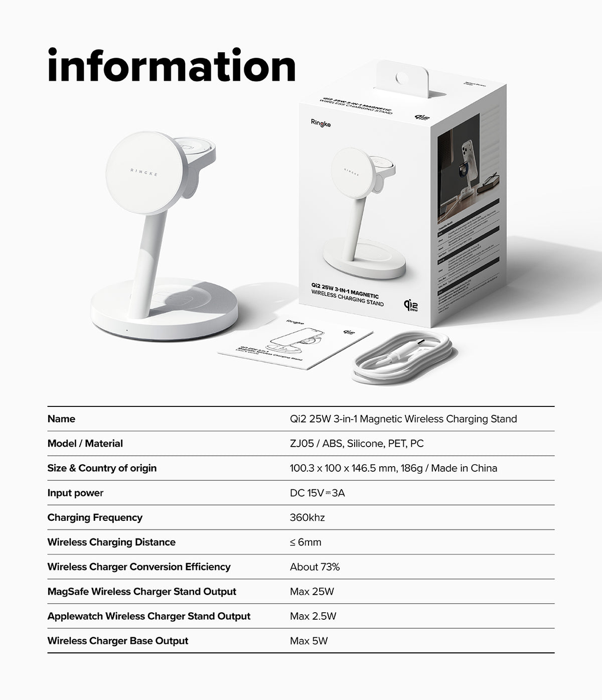 Ringke Qi2 25W 3-in-1 Magnetic Wireless Charging Strand