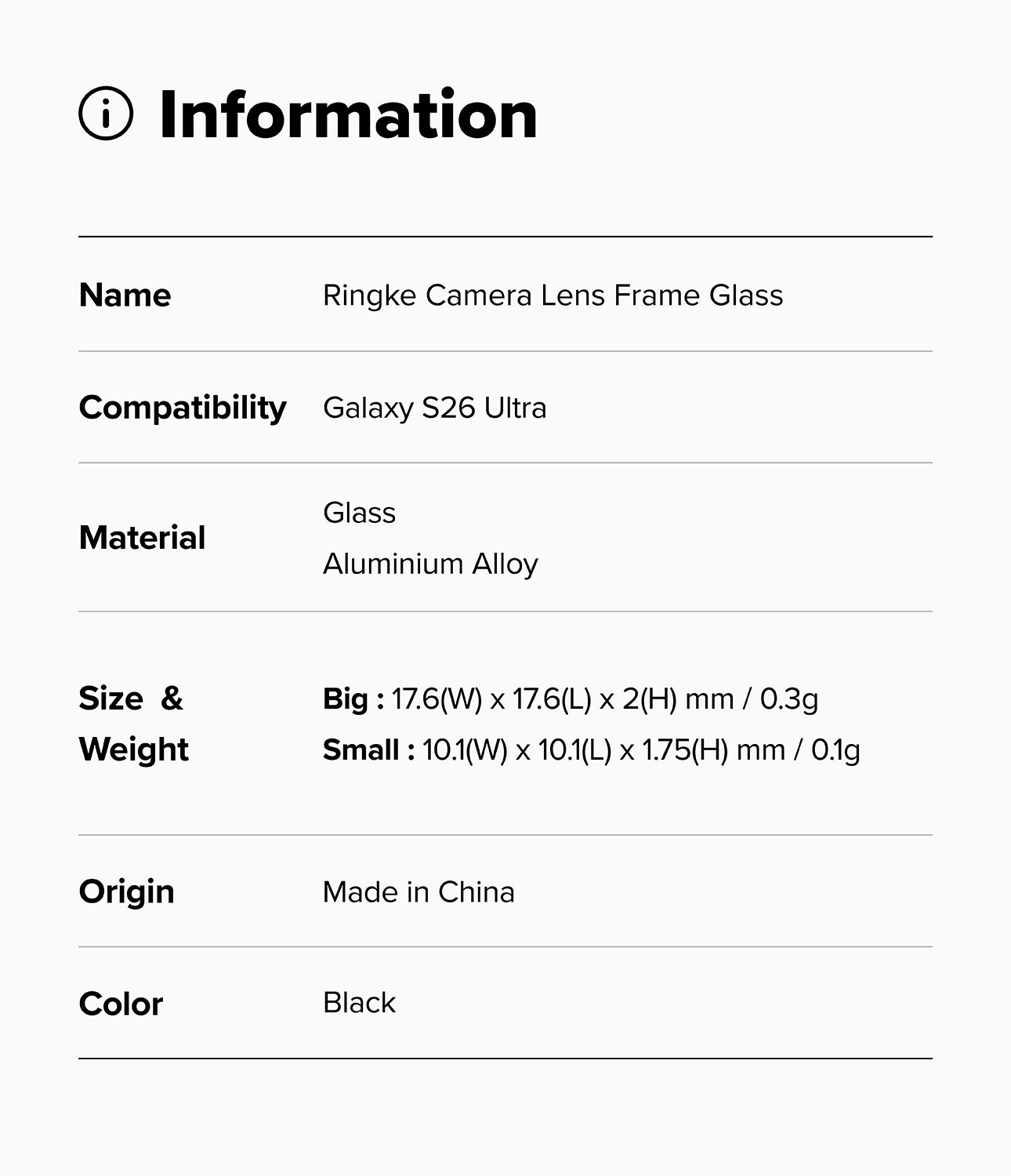 Ringke Camera Lens Frame Protector for Samsung Galaxy S26 Ultra
