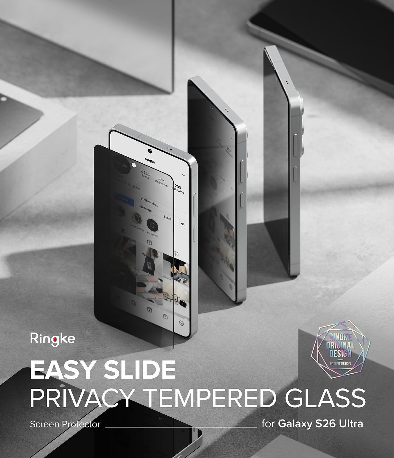 Ringke Privacy Easy Slide Tempered Glass Screen Protector for Samsung Galaxy S26 Ultra