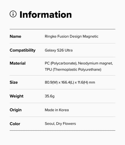 Ringke Fusion Design Magnetic Case for Samsung Galaxy S26 Ultra