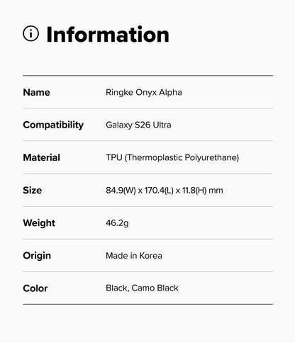 Ringke Onyx Alpha Case for Samsung Galaxy S26 Ultra