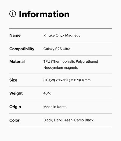 Ringke Onyx Magnetic Case for Samsung Galaxy S26 Ultra