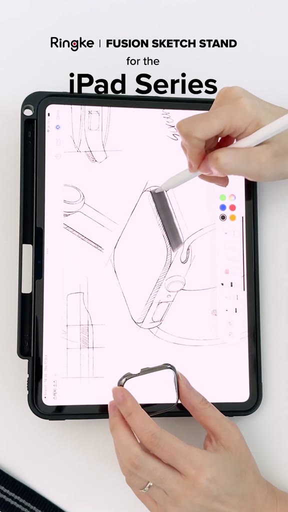Ringke Fusion Sketch Stand Case for iPad Air 13" M2 | Clear Back with Apple Pencil Holder