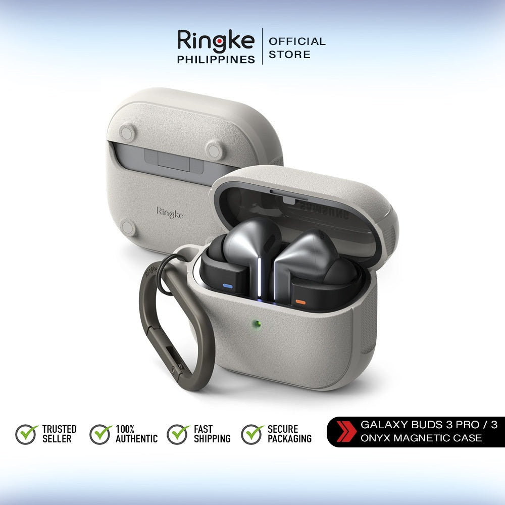 Ringke Magnetic Case for Galaxy Buds 3 / Buds 3 Pro – Snap-On Onyx Series, MagSafe-Ready