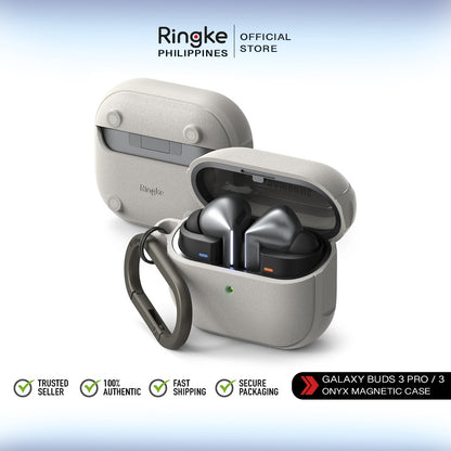 Ringke Magnetic Case for Galaxy Buds 3 / Buds 3 Pro – Snap-On Onyx Series, MagSafe-Ready