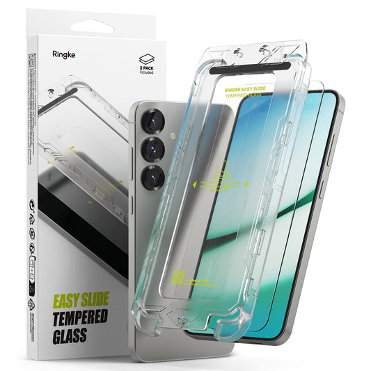 Ringke S25 Plus Tempered Glass Screen Protector | Easy Slide Install Tray | 9H Anti-Scratch Film