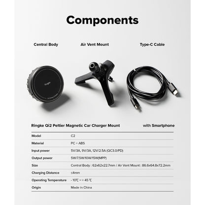 Ringke Qi2 Peltier Magnetic Car Charger Mount