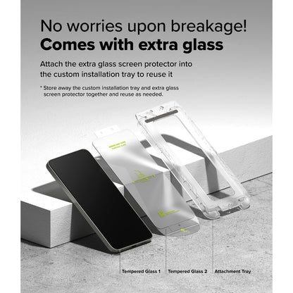 Ringke S25 Plus Tempered Glass Screen Protector | Easy Slide Install Tray | 9H Anti-Scratch Film