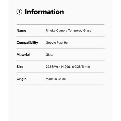 Ringke Camera Tempered Glass for Google Pixel 9a