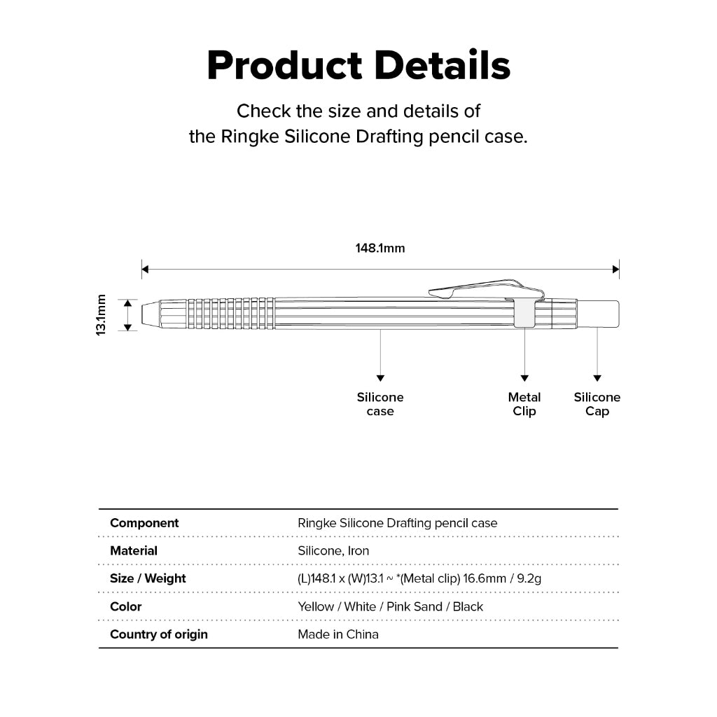 Ringke Silicone Drafting Pencil Case for Apple Pencil (USB-C) - Protective Cover No Actual Apple Pen