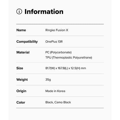 Ringke Fusion X Case for Oneplus 13R