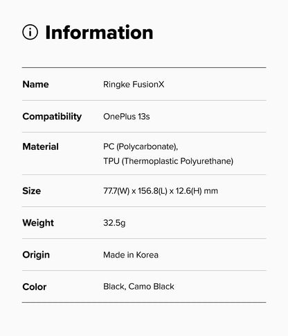 Ringke Fusion X Case for OnePlus 13s | Transparent Back + TPU Bumper Cover