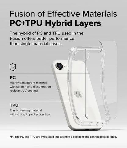 Ringke iPhone 16e Case Fusion | Clear Hard Back + Soft TPU Bumper | Slim Shockproof Cover