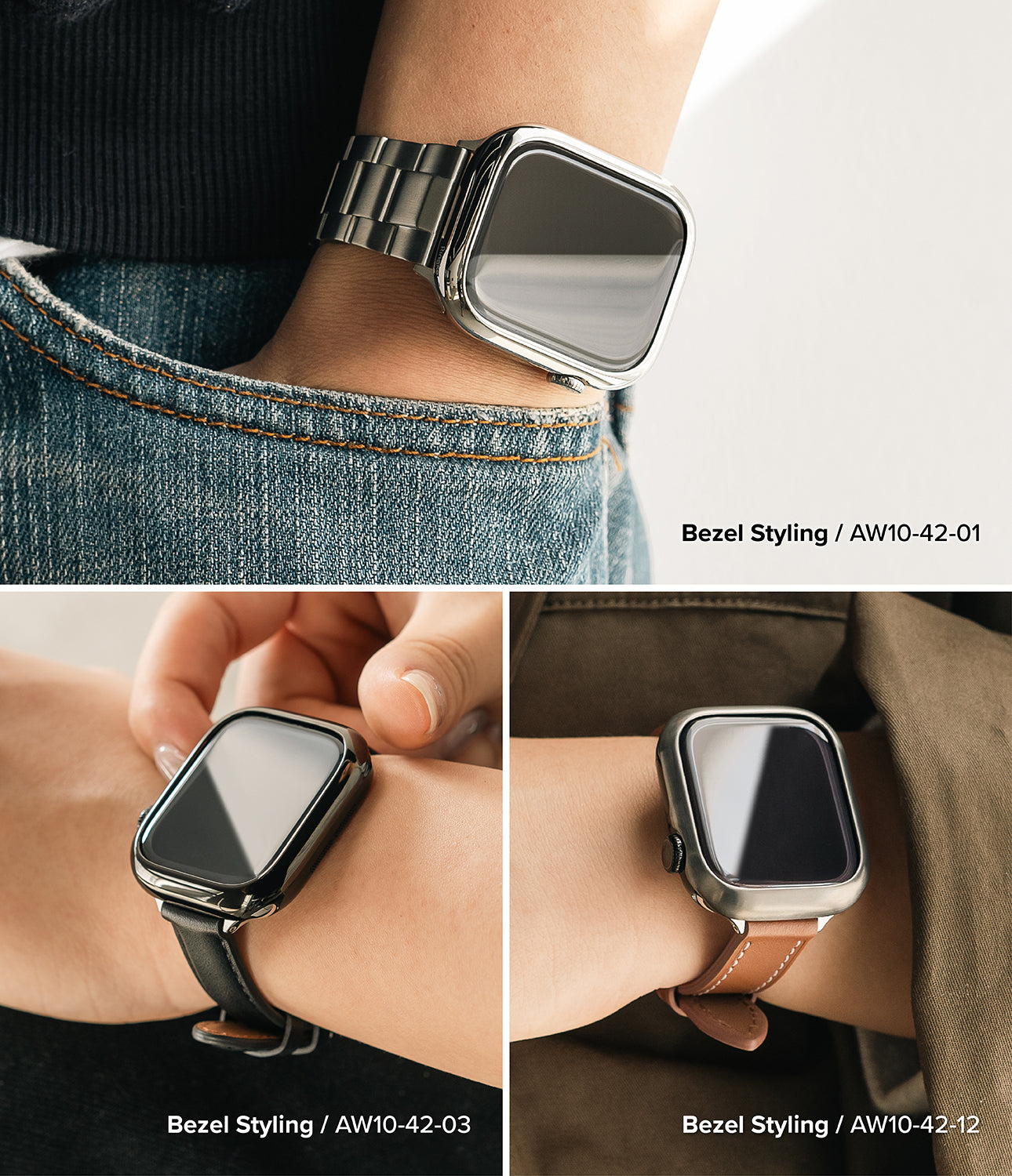 Ringke Bezel Styling Frame Protection for Apple Watch 10 42mm - Metal Smartwatch Accessory