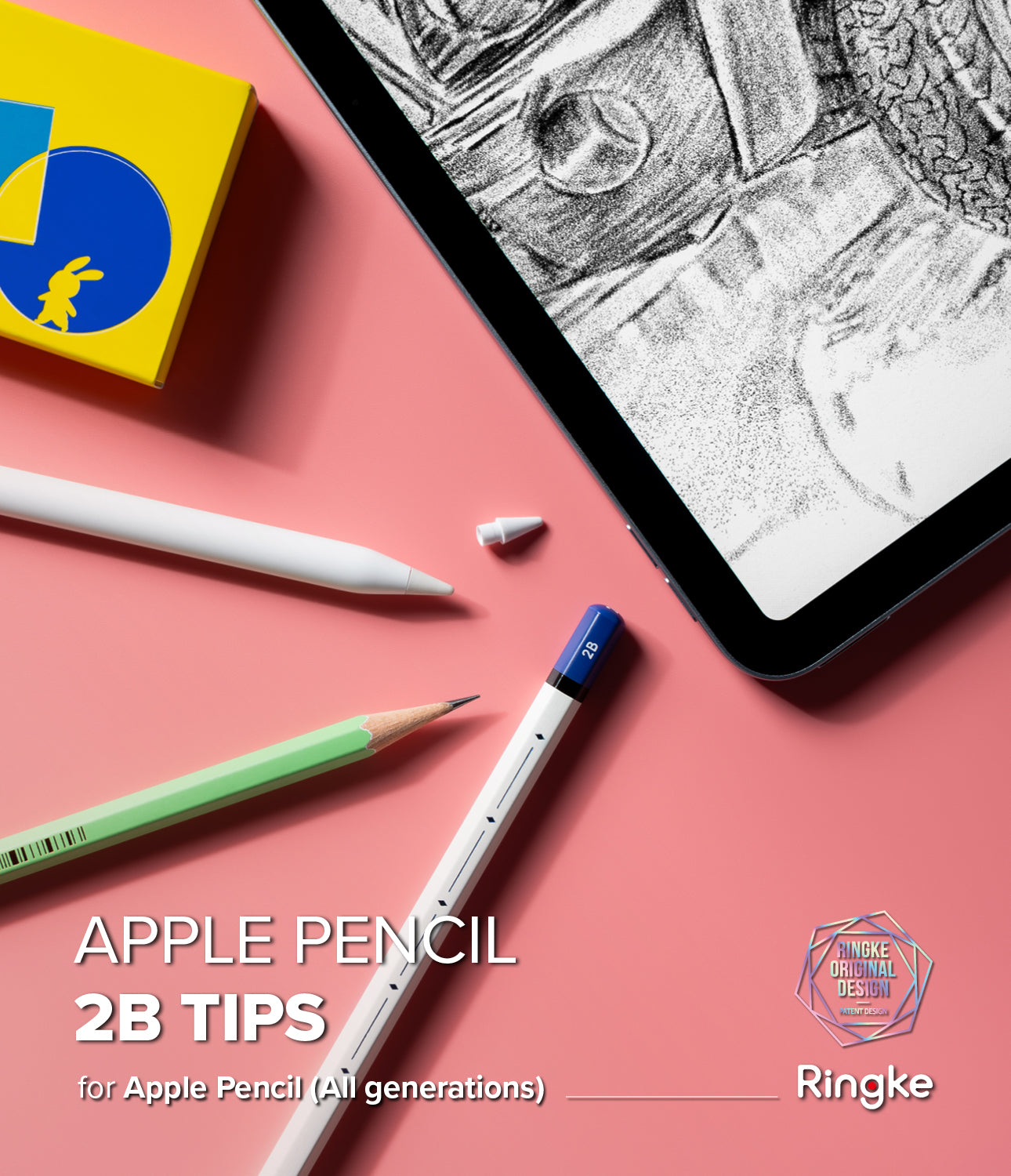 Ringke Apple Pencil Tips Replacement - 2B - for Apple Pencil Pro, 1st, 2nd Gen, USB-C Accessory