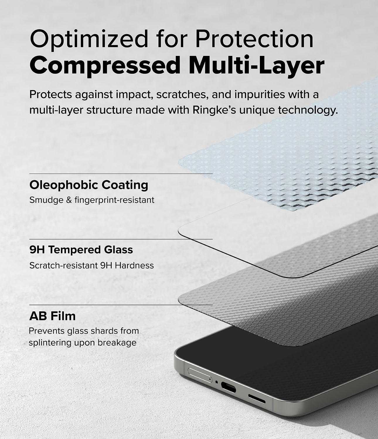 Ringke S25 Plus Tempered Glass Screen Protector | Easy Slide Install Tray | 9H Anti-Scratch Film