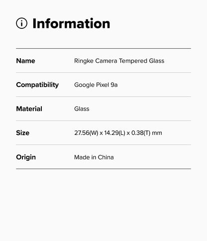 Ringke Camera Tempered Glass for Google Pixel 9a