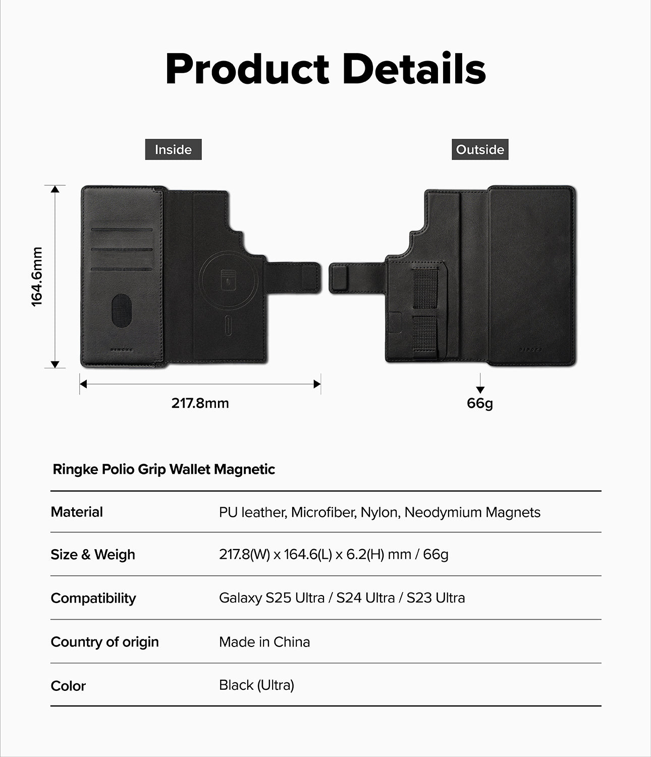 Ringke Folio Grip Wallet Magnetic Cover for Samsung Galaxy S25 Ultra / S24 Ultra / S23 Ultra