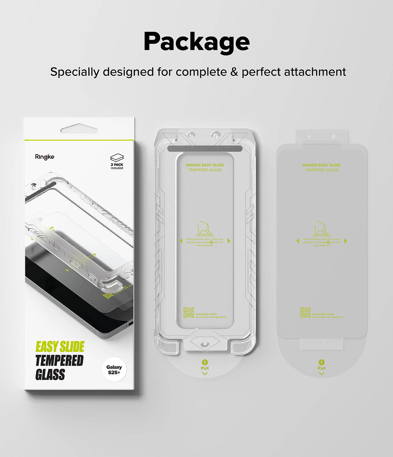 Ringke S25 Plus Tempered Glass Screen Protector | Easy Slide Install Tray | 9H Anti-Scratch Film