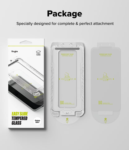 Ringke S25 Plus Tempered Glass Screen Protector | Easy Slide Install Tray | 9H Anti-Scratch Film