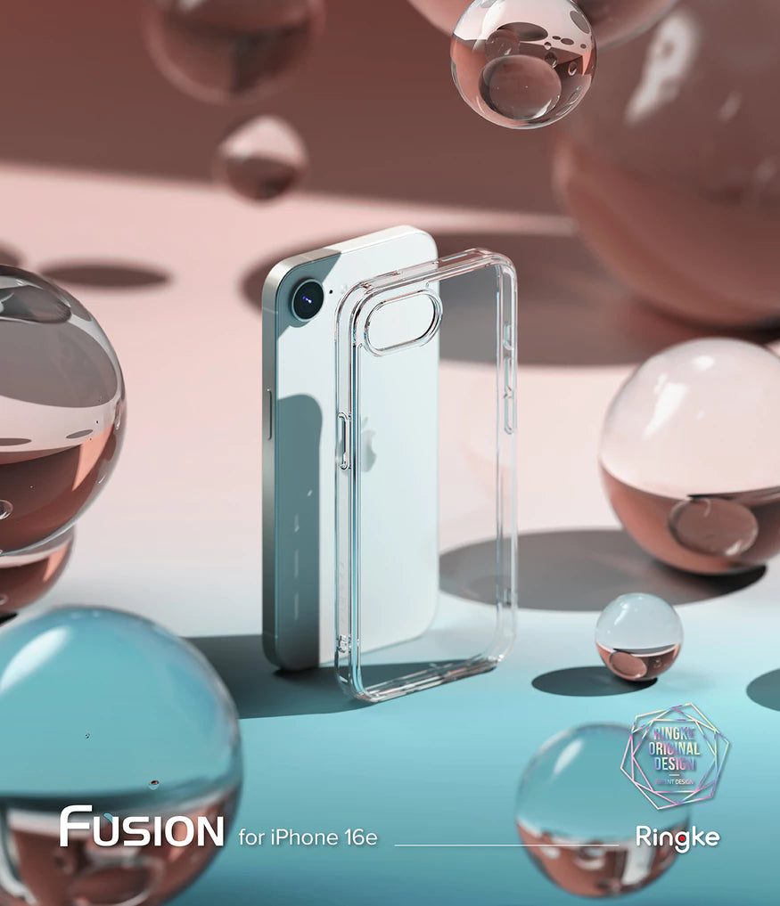 Ringke iPhone 16e Case Fusion | Clear Hard Back + Soft TPU Bumper | Slim Shockproof Cover