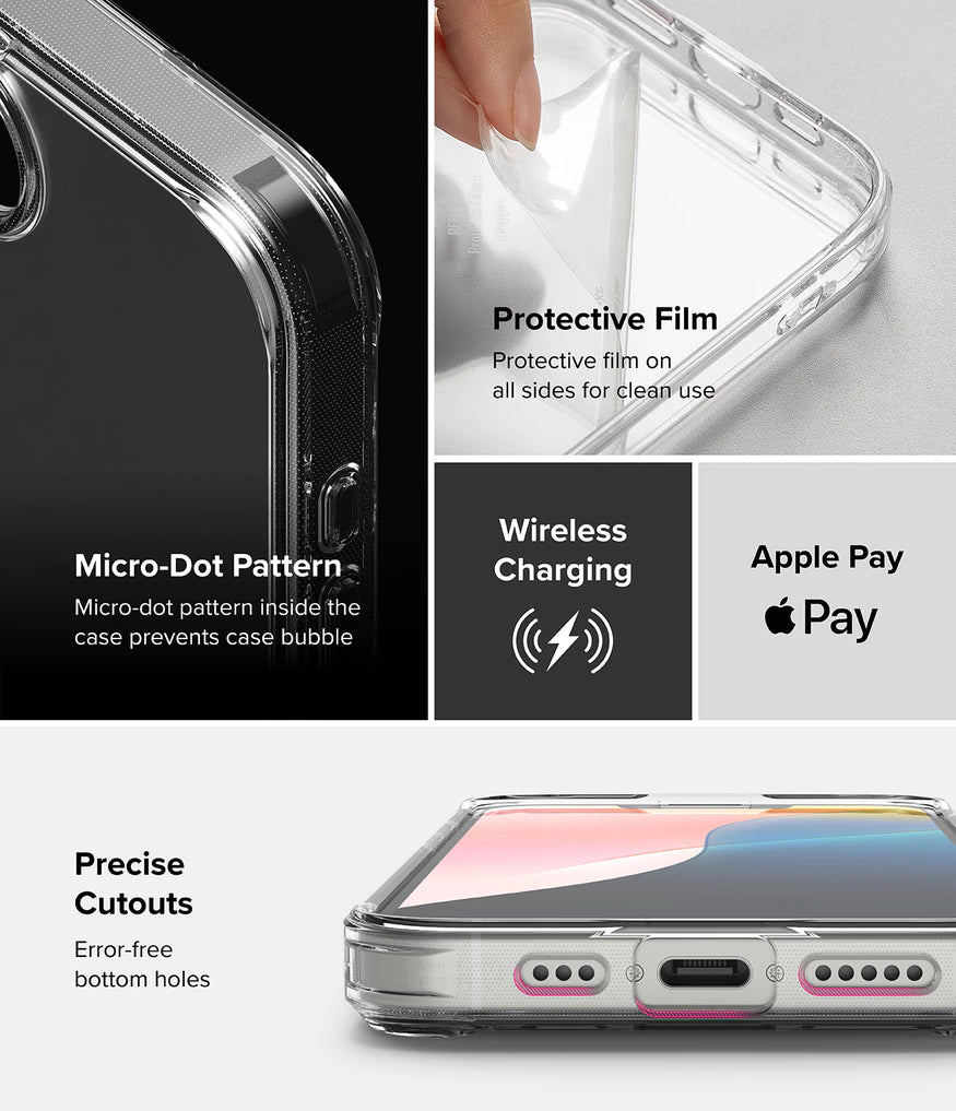 Ringke iPhone 16e Case Fusion | Clear Hard Back + Soft TPU Bumper | Slim Shockproof Cover
