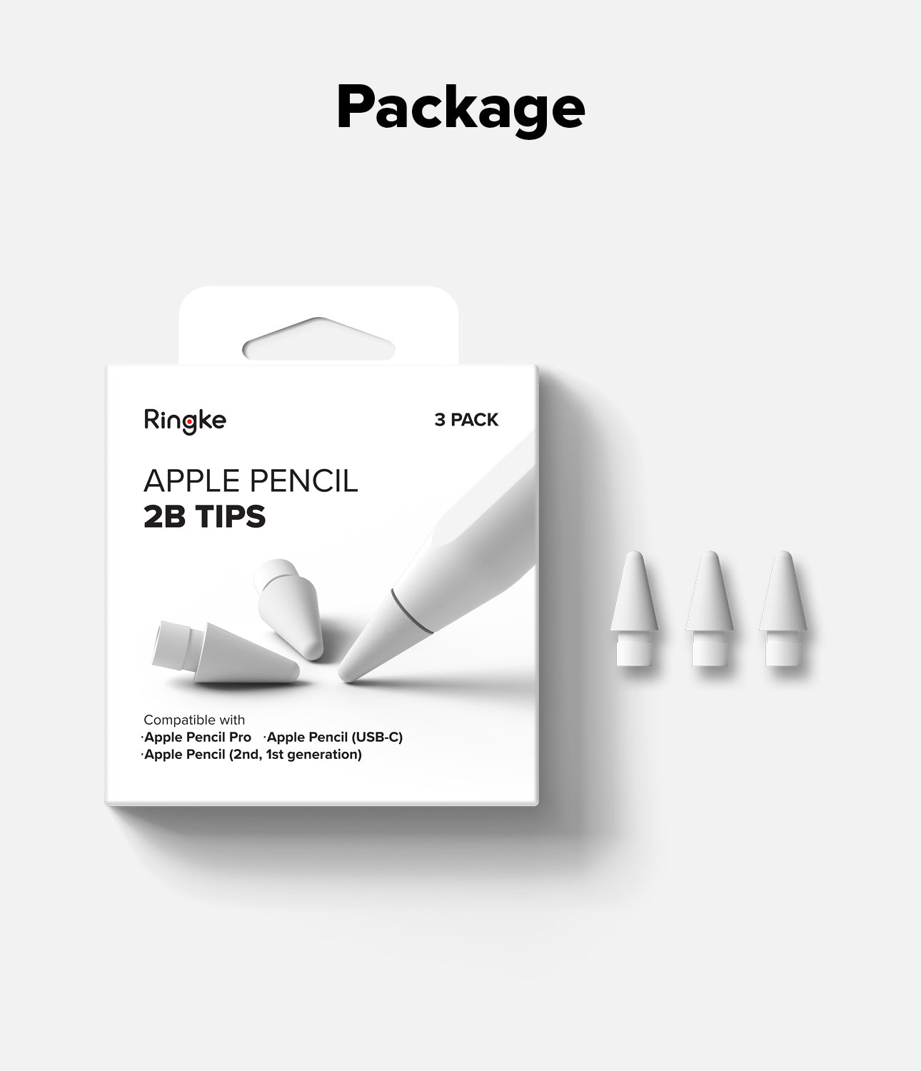 Ringke Apple Pencil Tips Replacement - 2B - for Apple Pencil Pro, 1st, 2nd Gen, USB-C Accessory